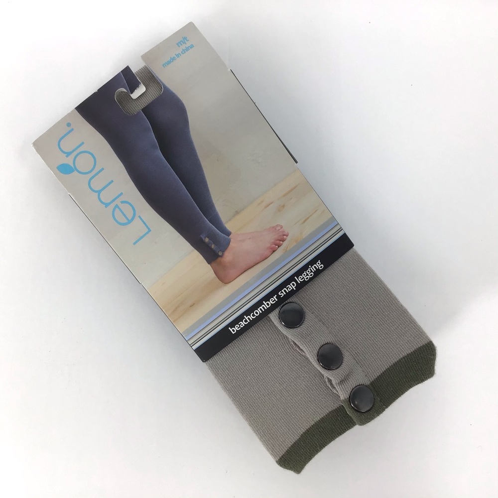 2/$25 Lemon Beige & Green Beachcomber Snap Leggings, M/T
